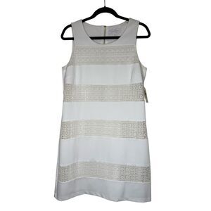New Jessica Simpson Dress White Sleeveless With Crochet Lace Size 10 NWT Coastal